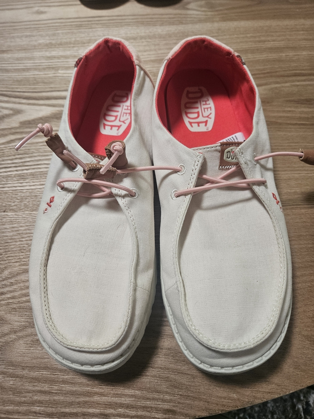Hey Dude Wendi Canvas Slip-On in White with Pink Lining